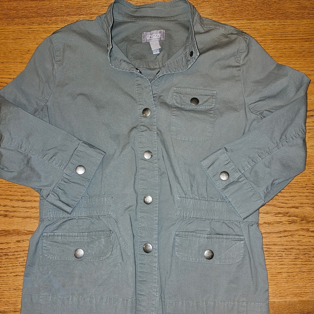 Chico's Gray Button-Up Jacket